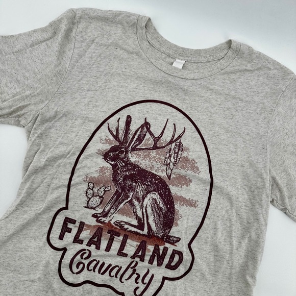 Flatland Cavalry T Shirt Jackalope Antlers Cactus Graphic Tee Unisex Medium - Picture 1 of 6